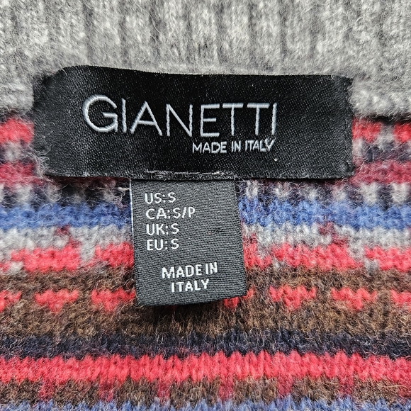 Vintage Gianetti 1/4 Zip Striped Sweater Wool Blend Mens Size Small - Picture 5 of 11